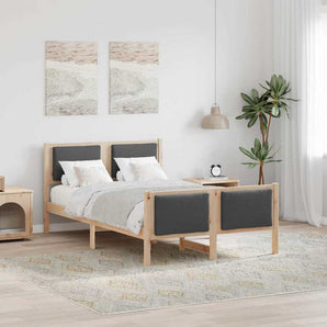 Cadru de pat cu headboard Gri închis 120 x 190 cm țesătură