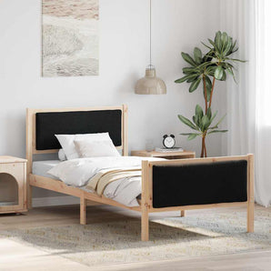 Cadru de pat cu headboard Negru 90 x 200 cm țesătură