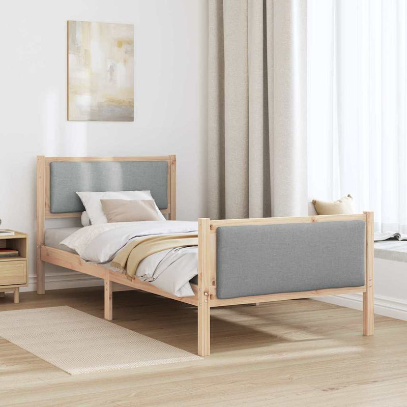 Cadru de pat cu headboard Gri deschis 90 x 190 cm țesătură