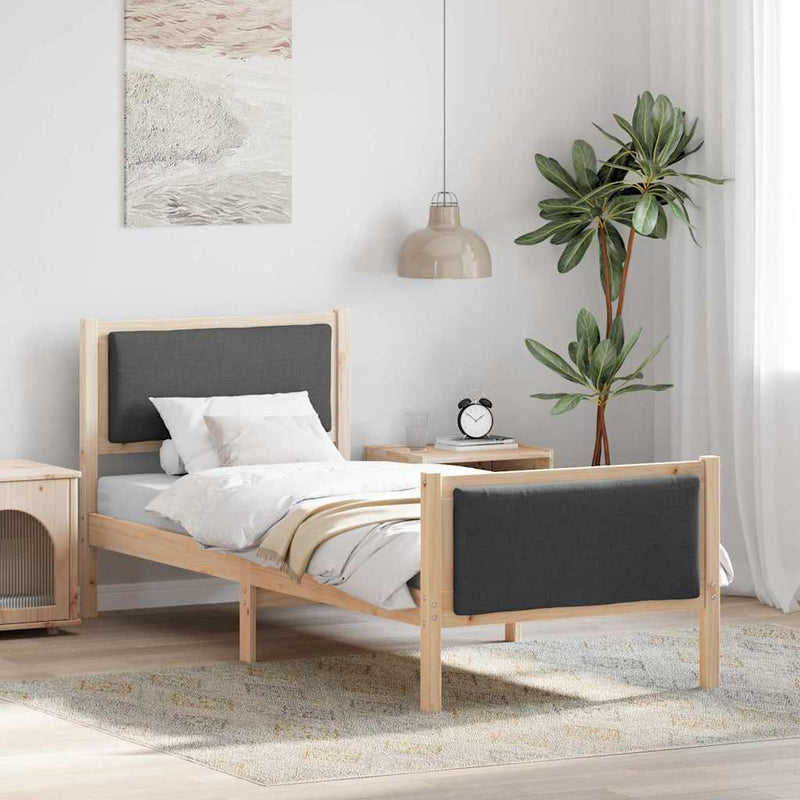 Cadru de pat cu headboard Gri închis 75 x 190 cm țesătură