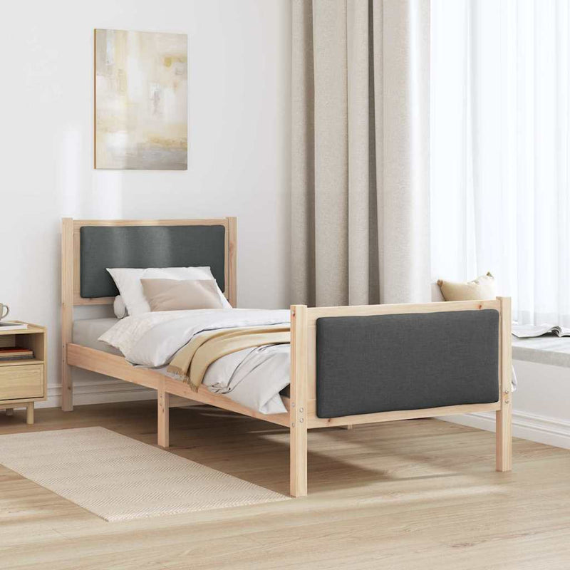 Cadru de pat cu headboard Gri închis 75 x 190 cm țesătură