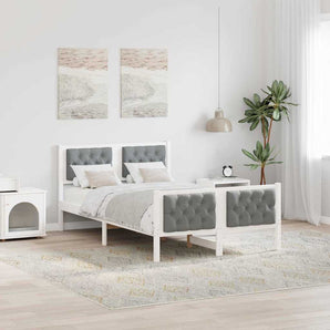 Cadru de pat Gri deschis 120 x 200 cm Lemn de pin masiv