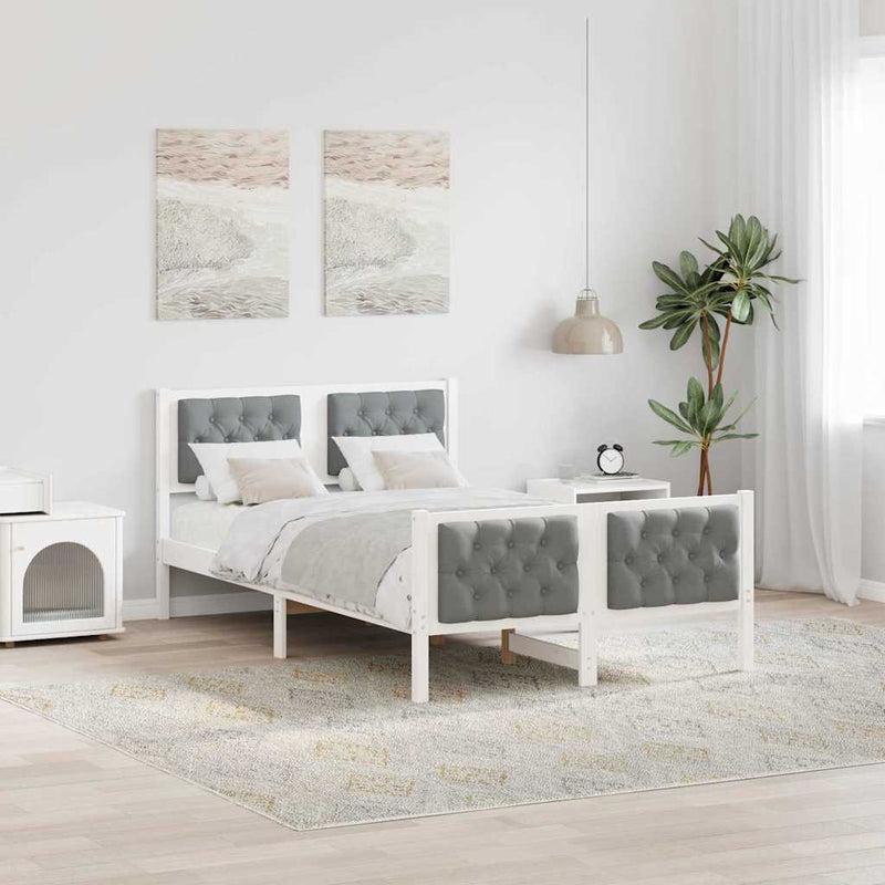 Cadru de pat Gri deschis 120 x 200 cm Lemn de pin masiv