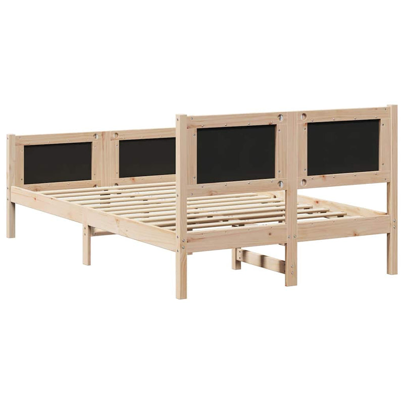 Cadru de pat cu headboard Negru 135 x 190 cm Lemn de pin masiv
