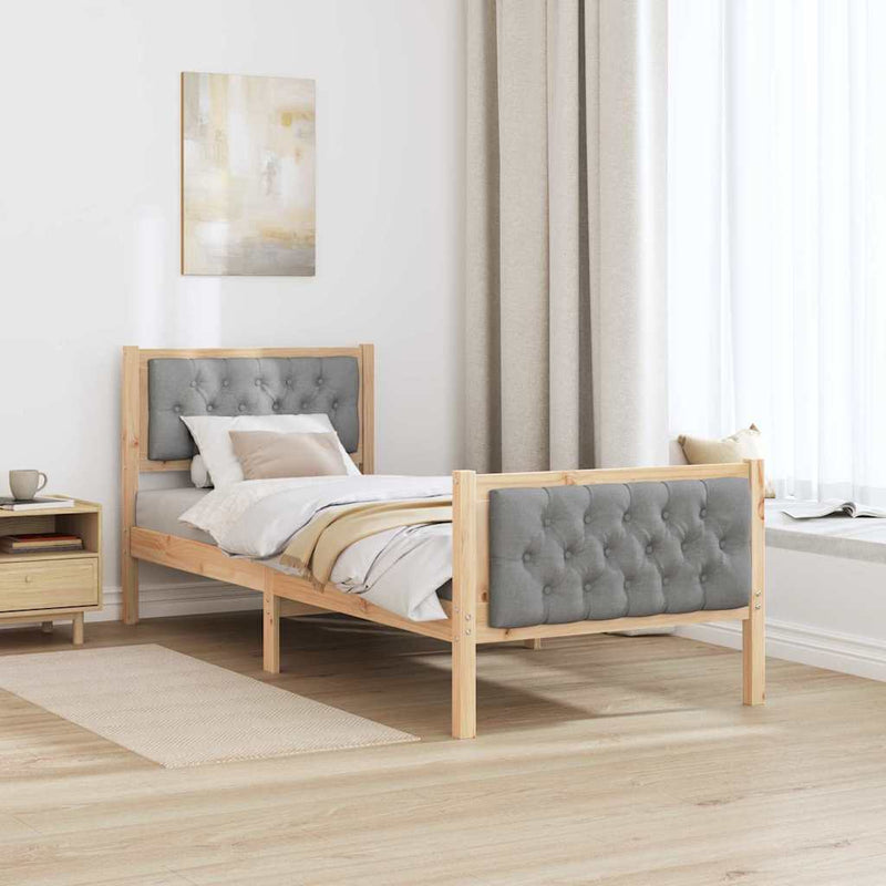 Cadru de pat Gri deschis 80 x 200 cm Lemn de pin masiv