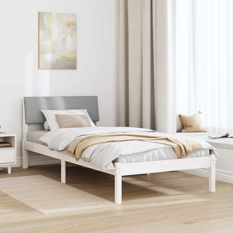 Cadru de pat Alb și gri deschis 100 x 200 cm Lemn masiv de pin