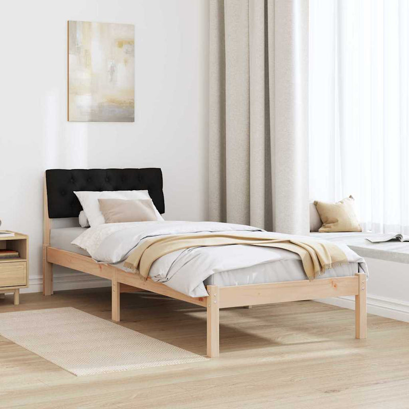Cadru de pat Maro și negru 75 x 190 cm Lemn masiv de pin