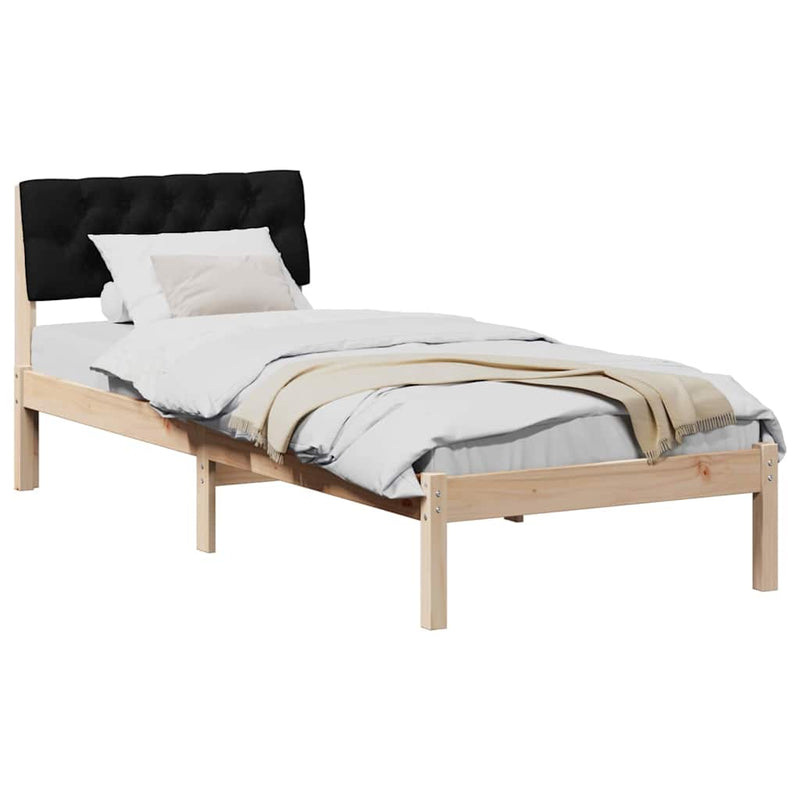 Cadru de pat Maro și negru 75 x 190 cm Lemn masiv de pin