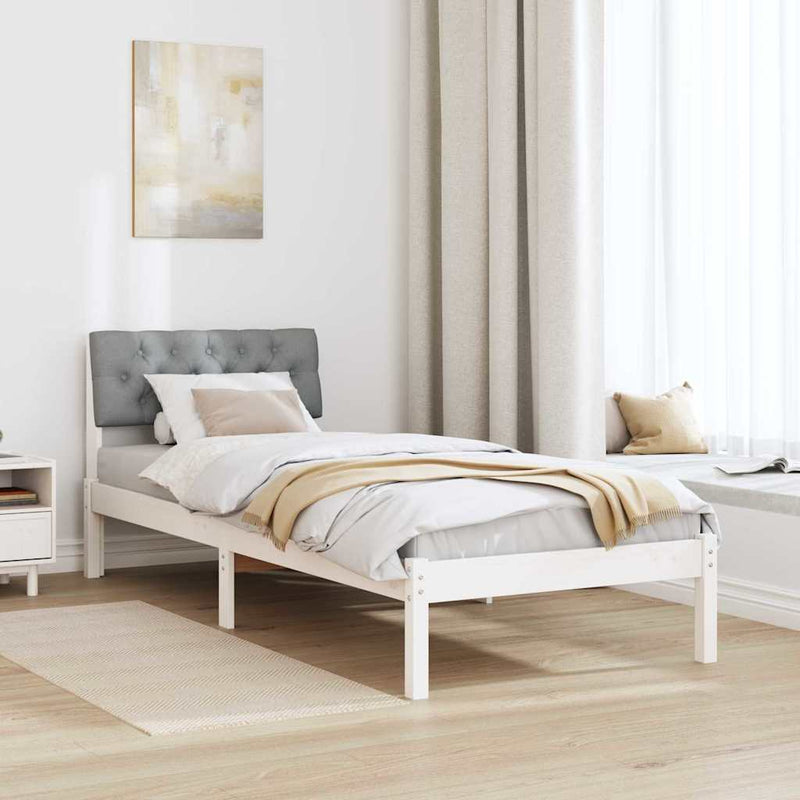 Cadru de pat Alb și gri deschis 75 x 190 cm Lemn masiv de pin