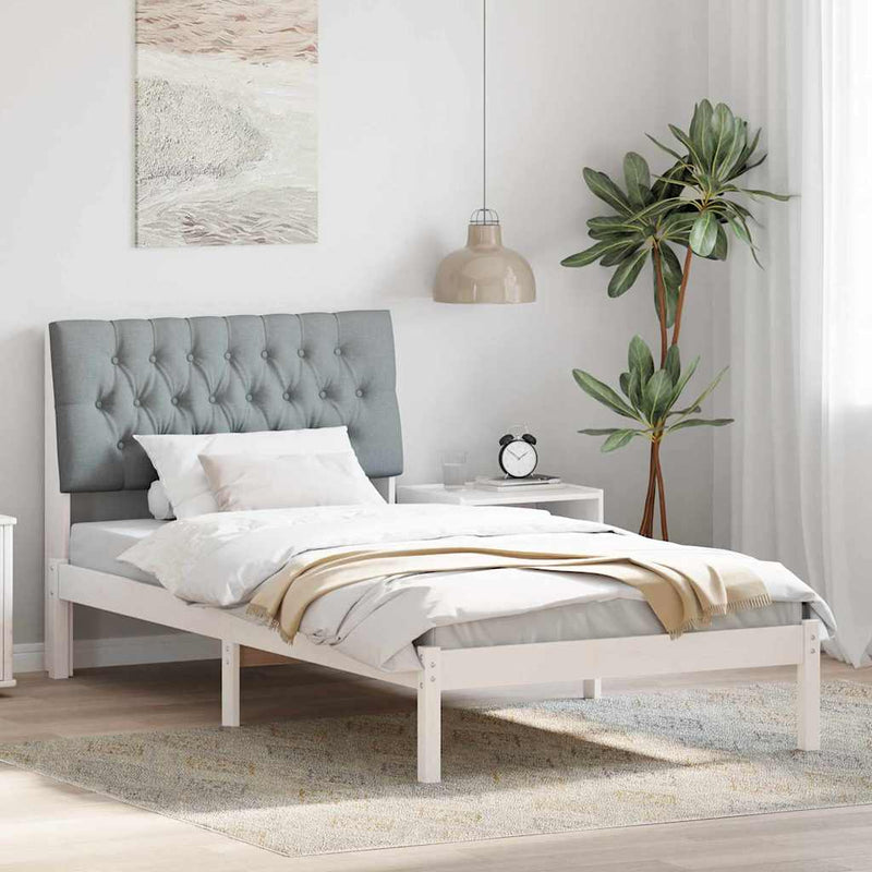 Cadru de pat cu tăblie tapițată cu headboard Alb 100 x 200 cm