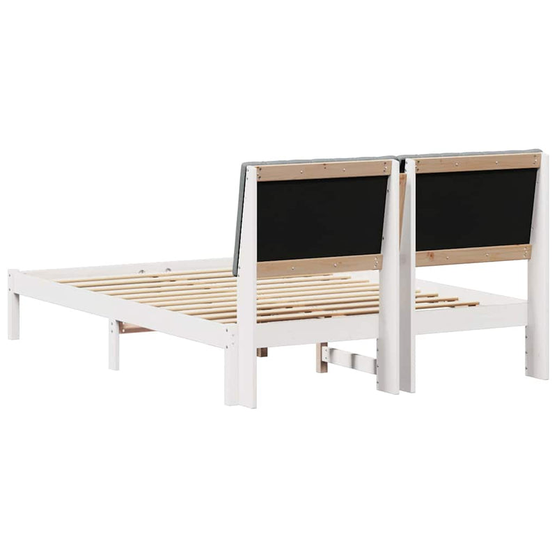 Cadru de pat cu headboard Alb 135 x 190 cm Lemn de pin masiv