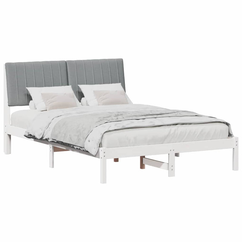 Cadru de pat cu headboard Alb 135 x 190 cm Lemn de pin masiv