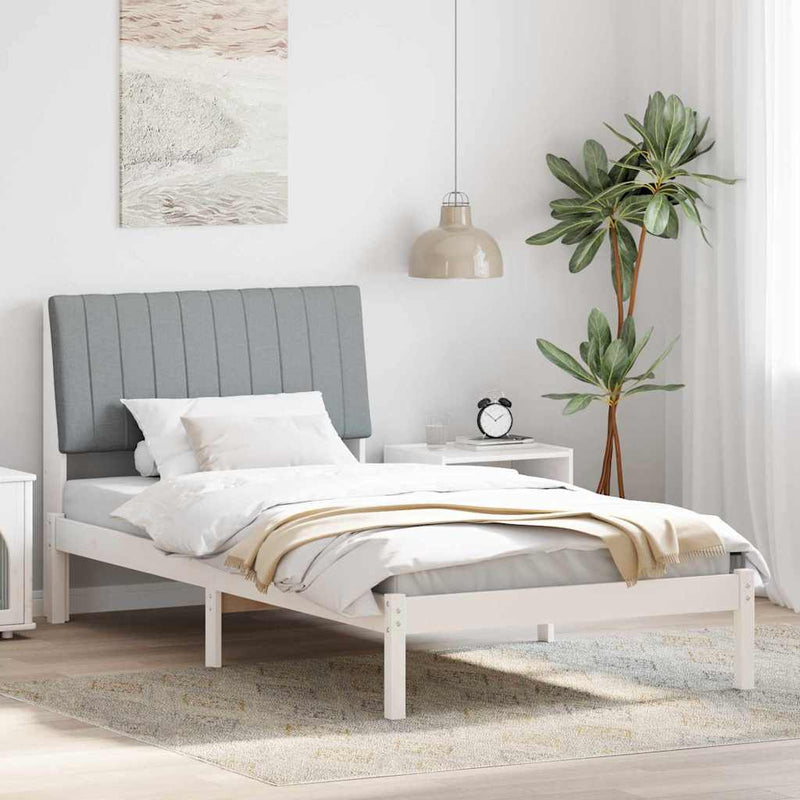 Cadru de pat cu headboard Alb 100 x 200 cm Lemn de pin masiv