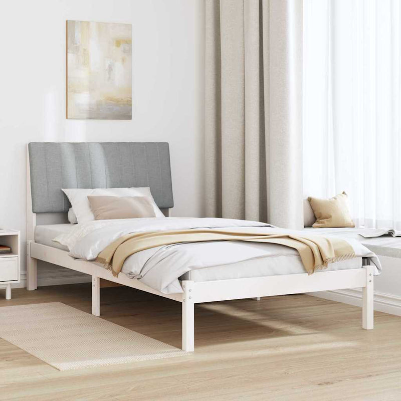 Cadru de pat cu headboard Alb 100 x 200 cm Lemn de pin masiv