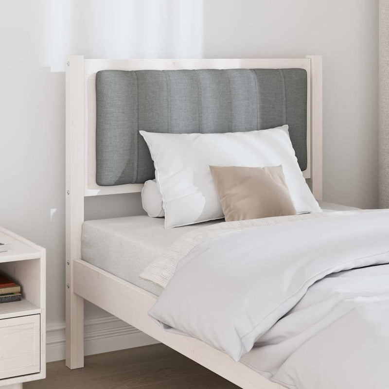 Tăblie tapițată cu headboard Alb 80 cm Lemn de pin masiv