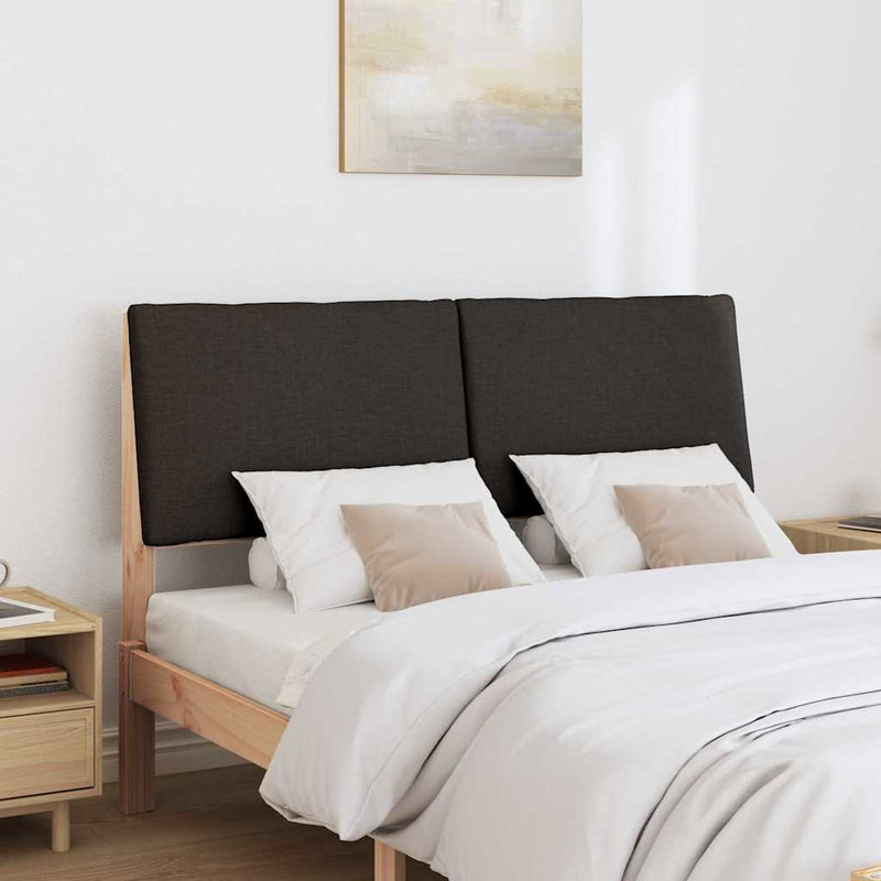 Tăblie tapițată Negru 140 cm Lemn de pin masiv