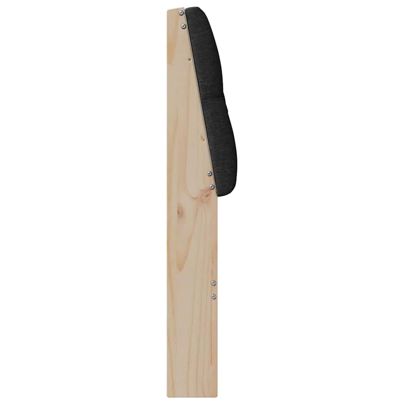 Tăblie tapițată Negru 140 cm Lemn de pin masiv