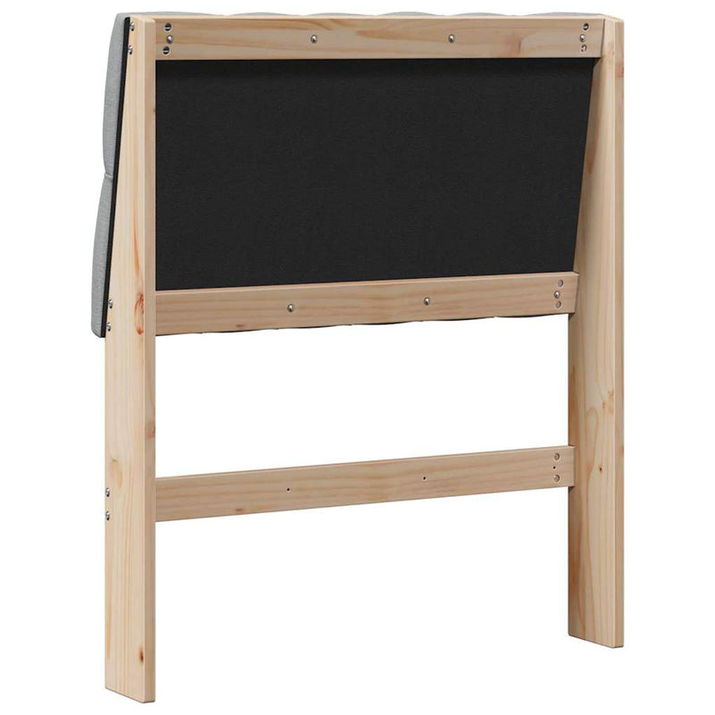 Tăblie tapițată Gri deschis 75 cm Lemn de pin masiv