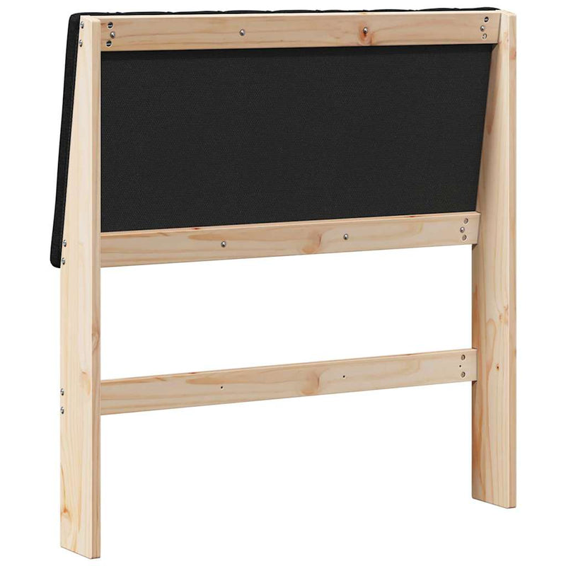 Tăblie tapițată Negru 90 cm Lemn de pin masiv