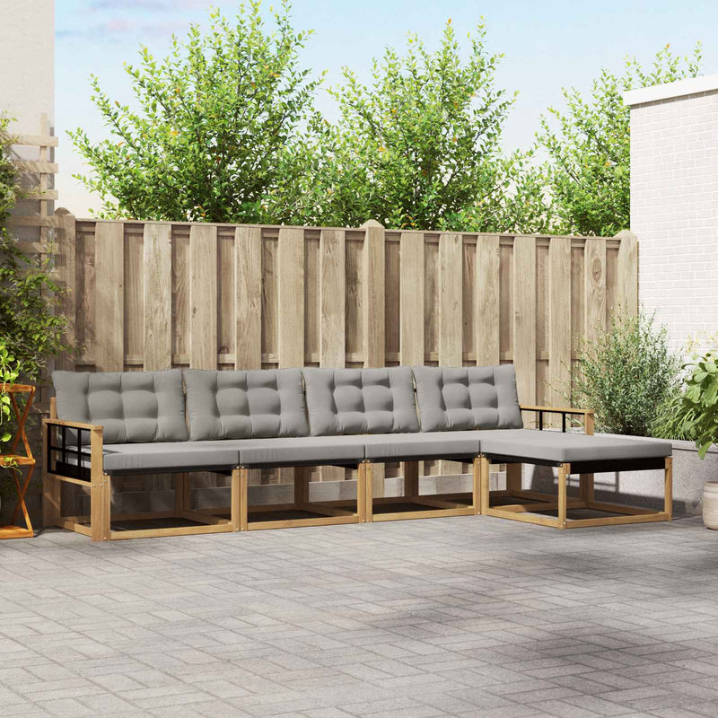 Set de canapele de exterior 5 buc. Alb și gri deschis