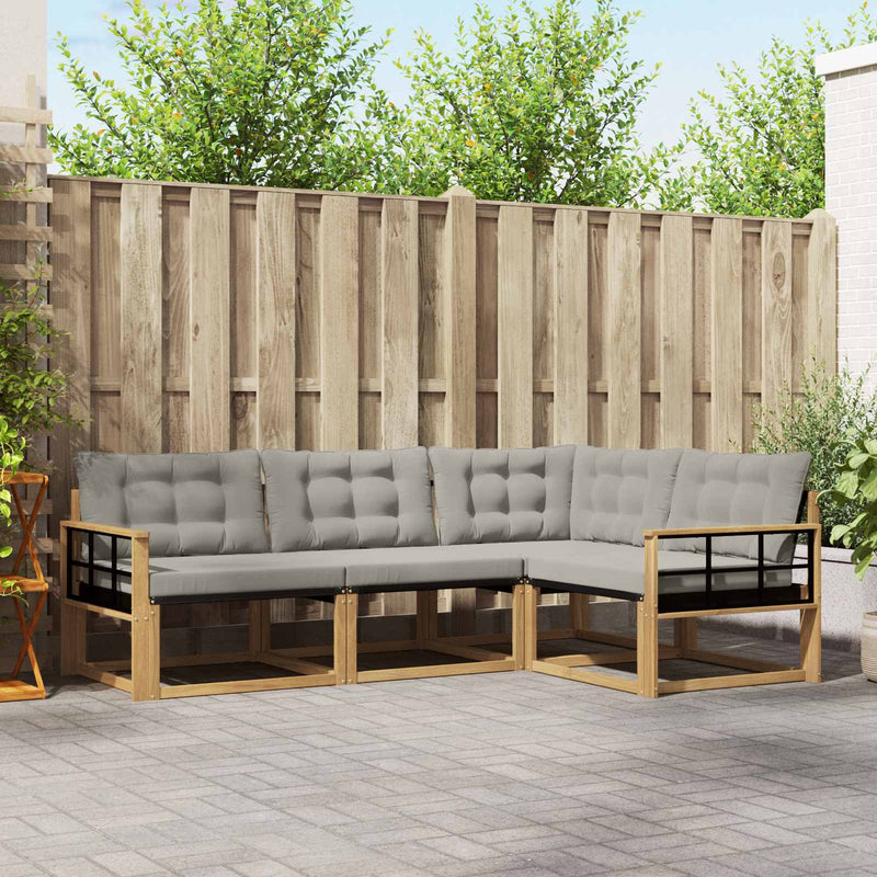 Set de canapele de exterior 4 buc. Alb și gri deschis