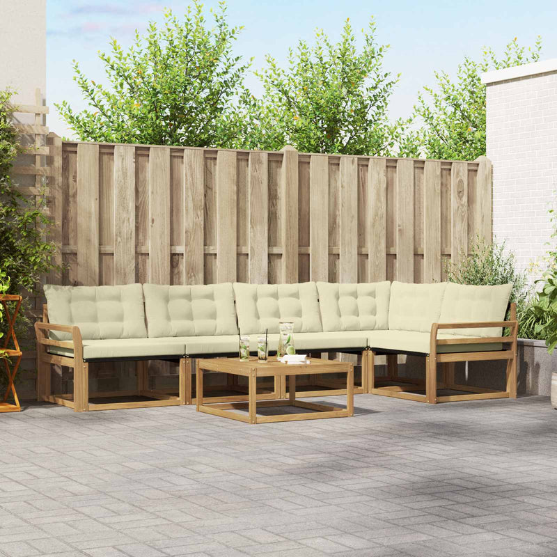 Set de canapele de exterior 6 buc. Alb și crem