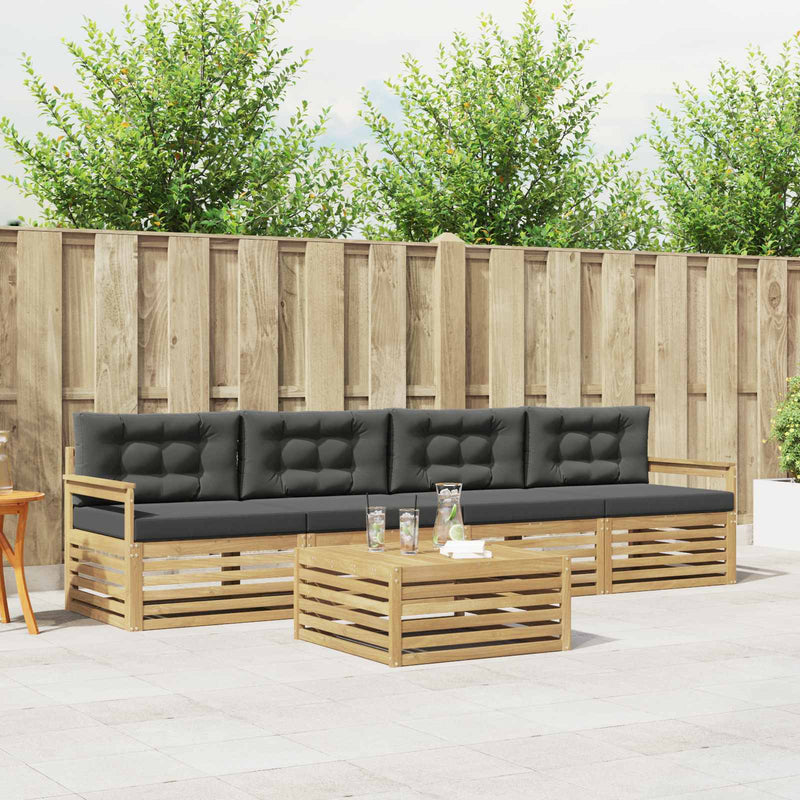 Set de canapele de exterior 5 buc. Alb și antracit