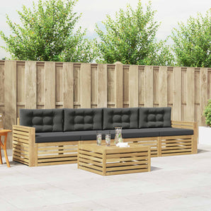 Set de canapele de exterior 5 buc. Alb și antracit