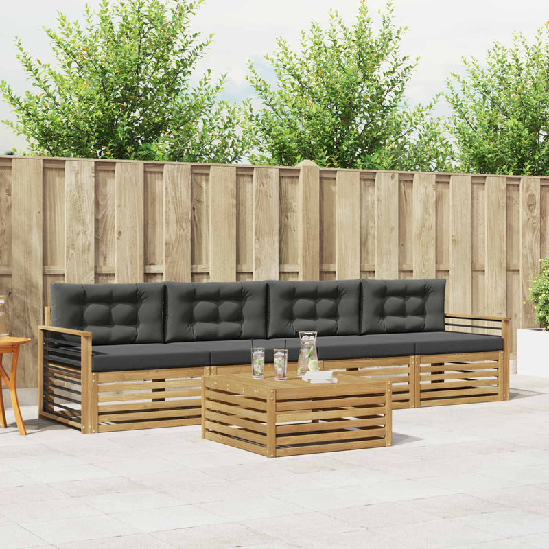 Set de canapele de exterior 5 buc. Alb și antracit
