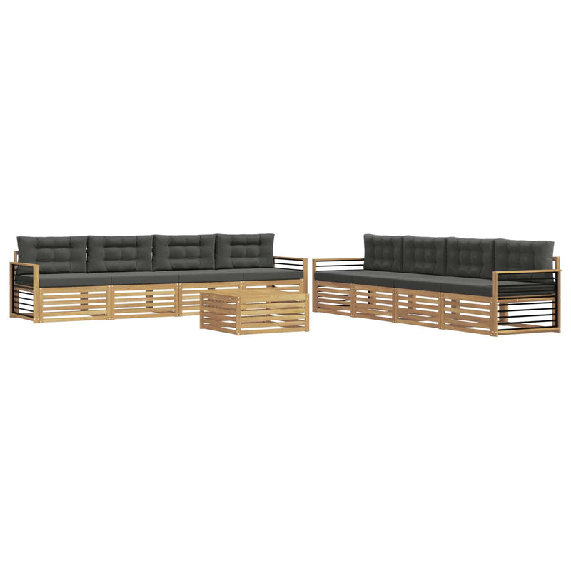 Set de canapele de exterior 9 buc. Alb și antracit Poliester