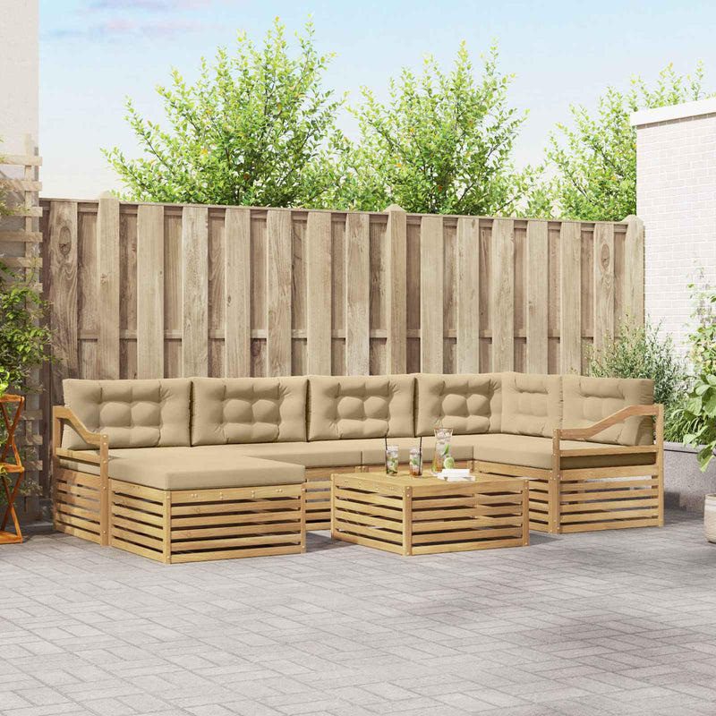 Set de canapele de exterior 7 buc. Alb și Bej