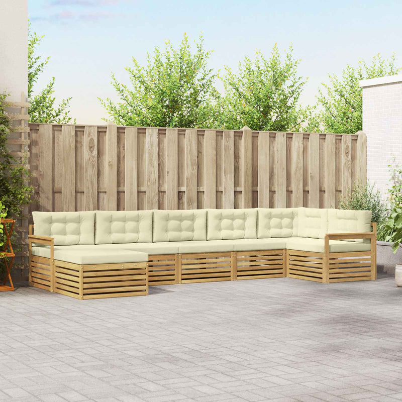 Set de canapele de exterior 7 buc. Alb și crem