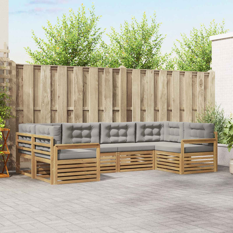 Set de canapele de exterior 6 buc. Alb și gri deschis