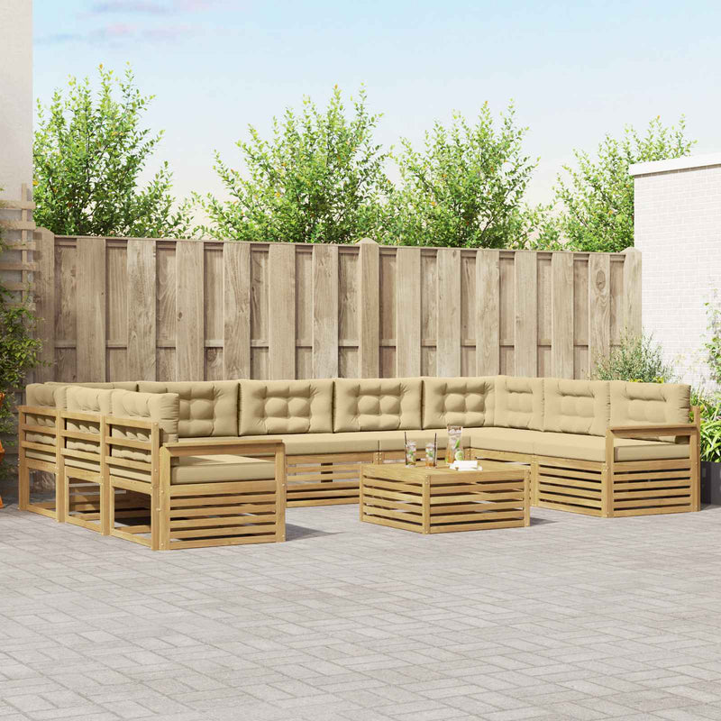 Set de canapele de exterior 10 buc. Alb și Bej