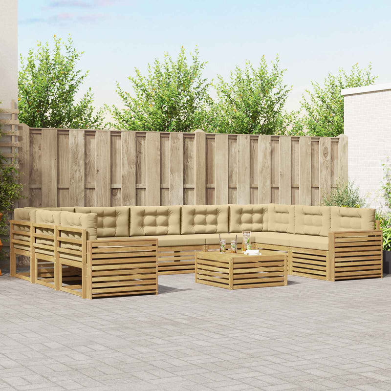 Set de canapele de exterior 10 buc. Alb și Bej