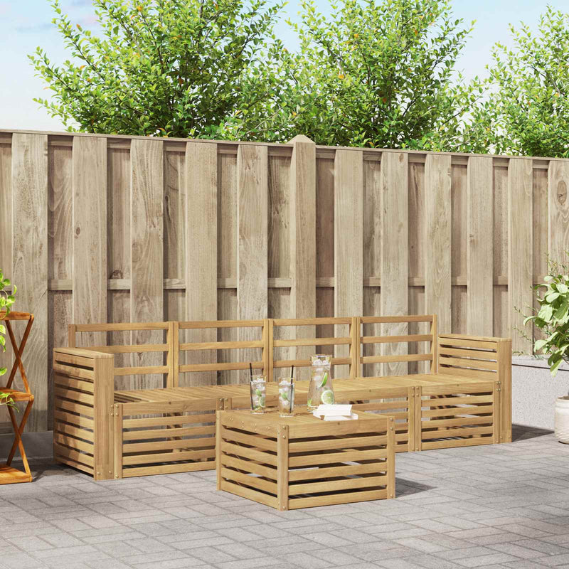 Set de canapele de exterior 5 buc. Alb Lemn Solid de Acacia