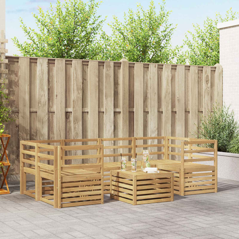 Set de canapele de exterior 7 buc. Alb Lemn Solid de Acacia