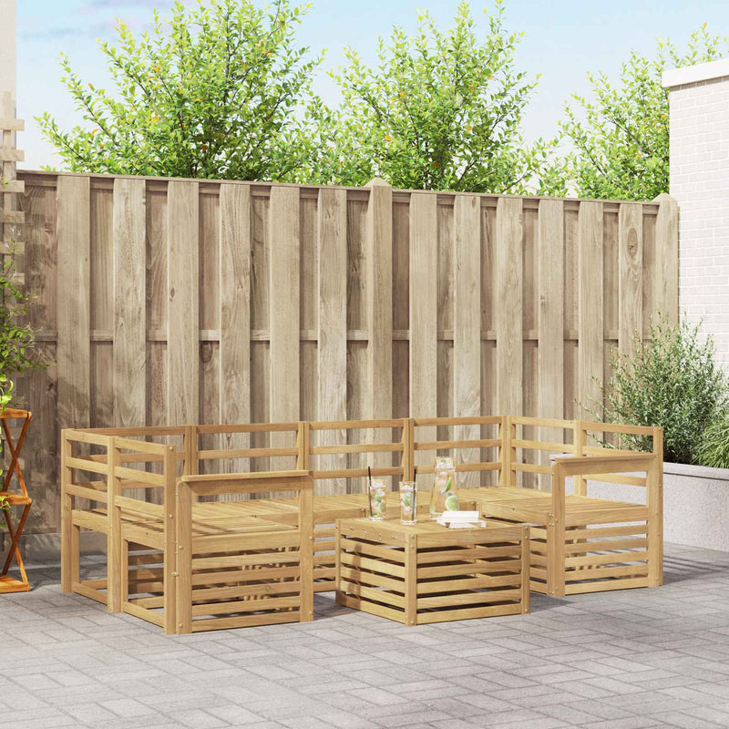 Set de canapele de exterior 7 buc. Alb Lemn Solid de Acacia