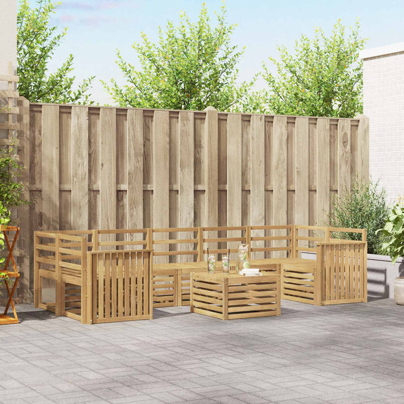 Set de canapele de exterior 8 buc. Alb Lemn Solid de Acacia