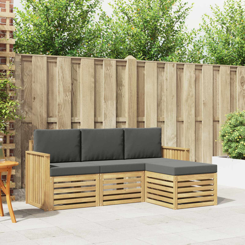 Set de canapele de exterior 4 buc. Alb și antracit Poliester