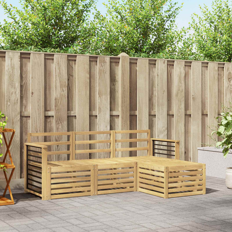 Set de canapele de exterior 4 buc. Alb Lemn Solid de Acacia