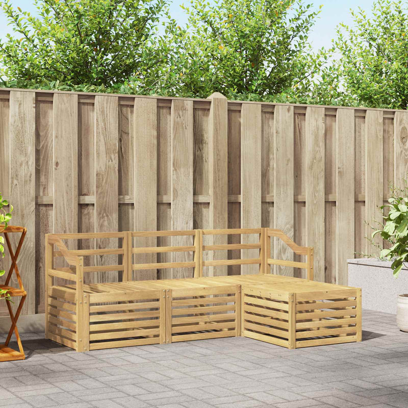 Set de canapele de exterior 4 buc. Alb Lemn Solid de Acacia