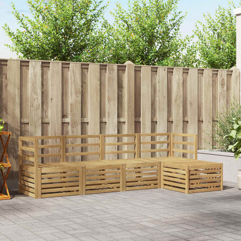 Set de canapele de exterior 5 buc. Alb Lemn Solid de Acacia