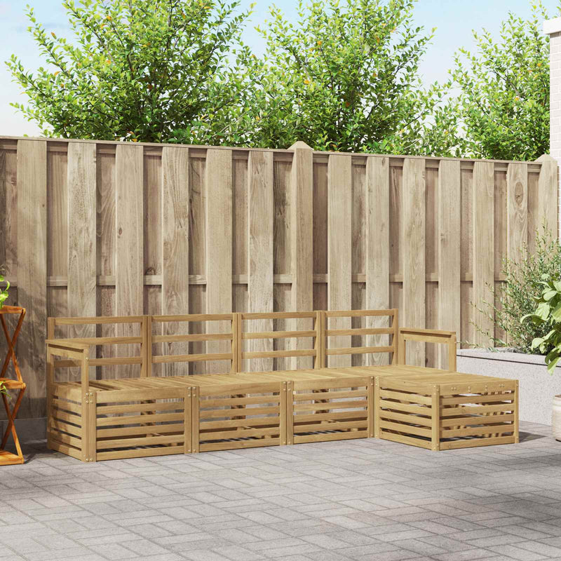 Set de canapele de exterior 5 buc. Alb Lemn Solid de Acacia