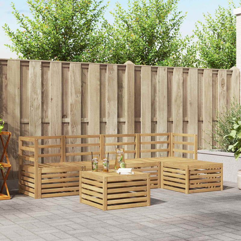Set de canapele de exterior 6 buc. Alb Lemn Solid de Acacia