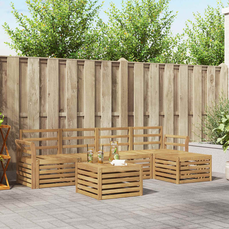 Set de canapele de exterior 6 buc. Alb Lemn Solid de Acacia