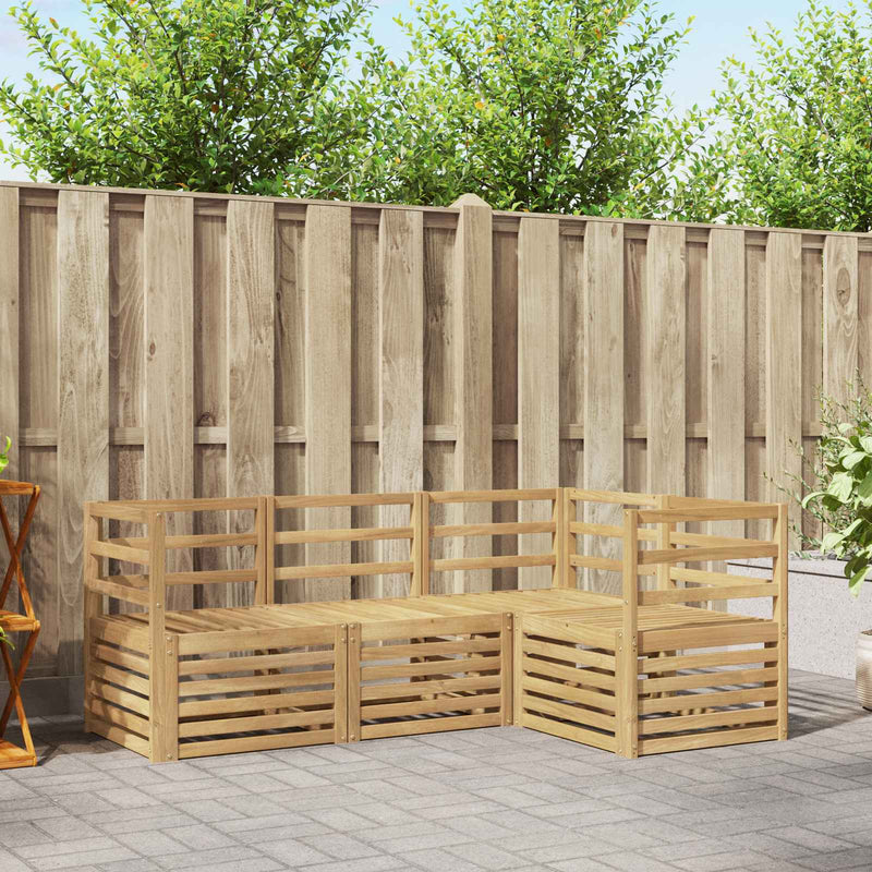 Set de canapele de exterior 4 buc. Alb Lemn Solid de Acacia