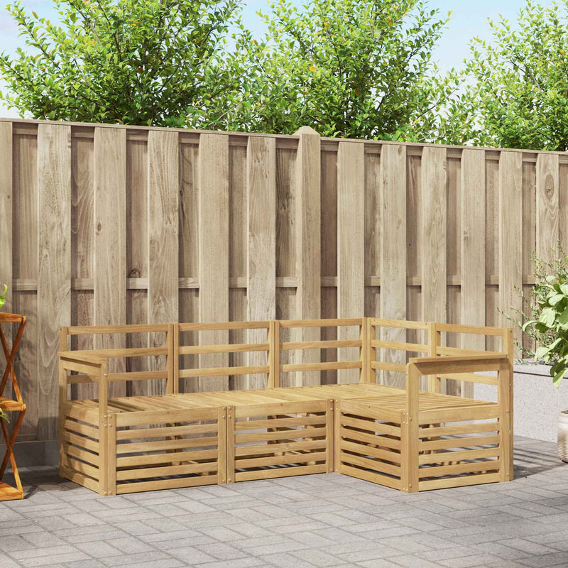 Set de canapele de exterior 4 buc. Alb Lemn Solid de Acacia