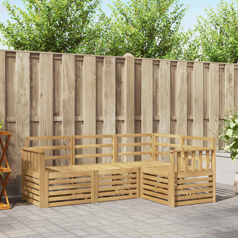 Set de canapele de exterior 4 buc. Alb Lemn Solid de Acacia