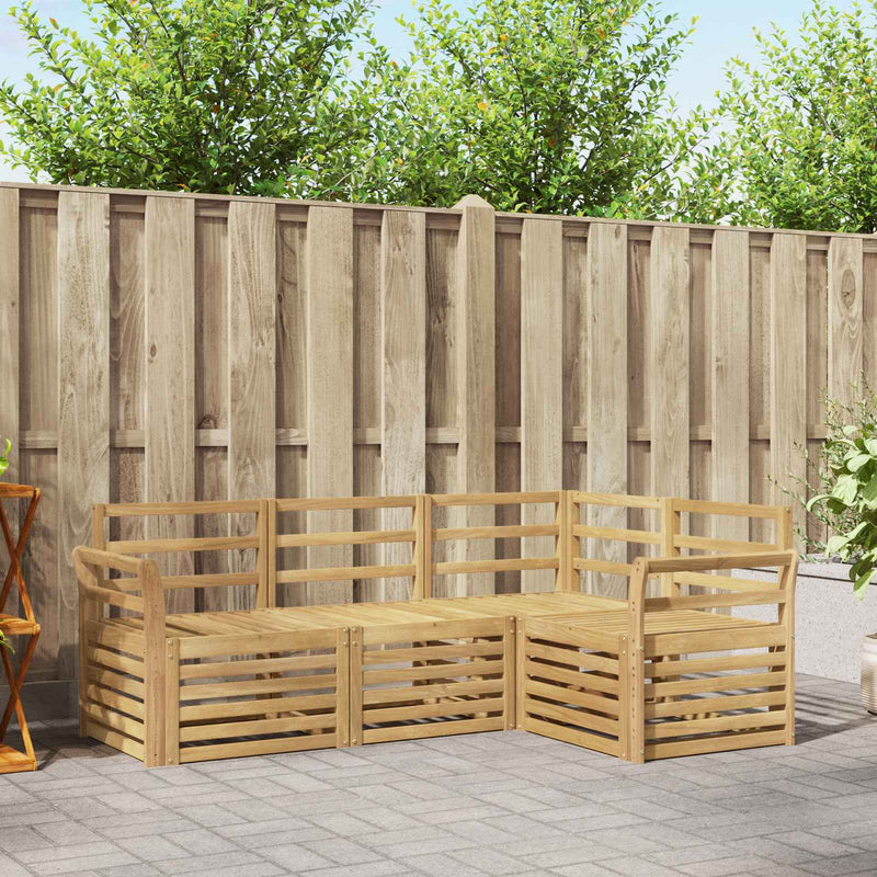 Set de canapele de exterior 4 buc. Alb Lemn Solid de Acacia